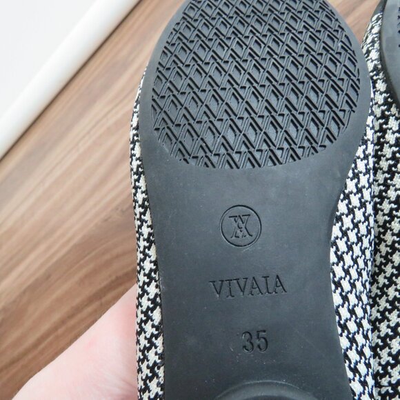 VIVAIA Tamia Round-Toe Ballet Flats in Black White Houndstooth Academia Preppy - Picture 14 of 14
